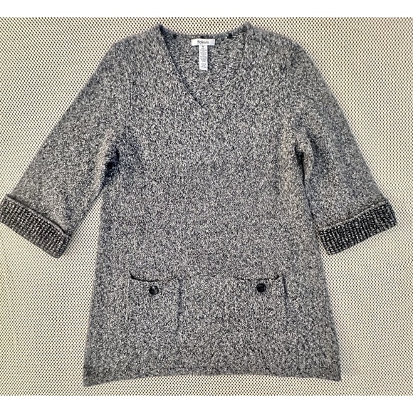 Style & Co Tunic Sweater Dress Women XL Pockets Gray A Line Texture Chunky Knit - Picture 1 of 7
